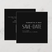 Eenvoudig Stel Z/W Modern Vierkant II Save the Dat Date (Voorkant / Achterkant)