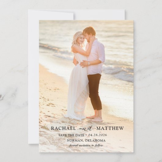 Eenvoudig stijf grijs huwelijk sparen de Datum Fot Save The Date (Voorkant)