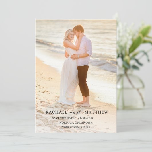 Eenvoudig stijf grijs huwelijk sparen de Datum Fot Save The Date (Staand voorkant)