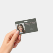 Eenvoudig Stijlroze Groene Werknemer Foto ID Logo Badge (Handheld)