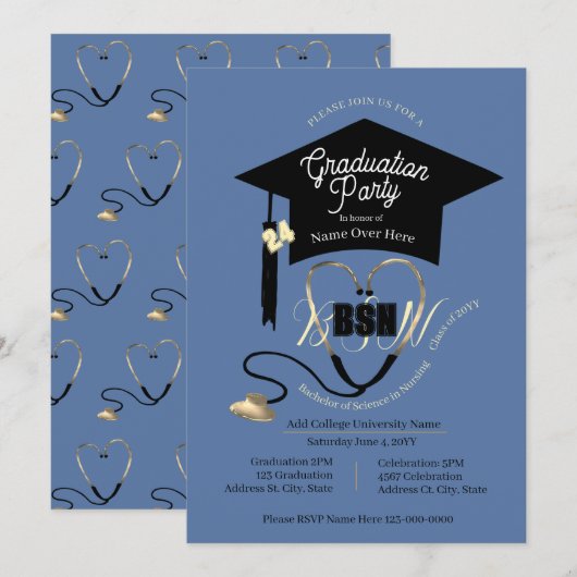 Eenvoudig Stijlvol Blauw Bewerkbaar Verpleegster A Kaart (Voorkant / Achterkant)