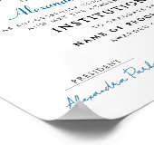 Eenvoudig Stijlvol Blauw Wit Afstudeerder Logo Cer Poster (Hoek)