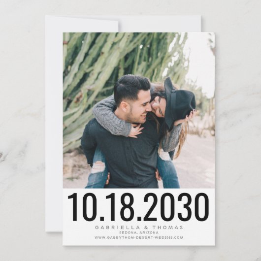 Eenvoudig Stijlvol Bold Photo Wedding Save The Date (Voorkant)