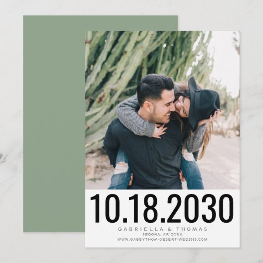 Eenvoudig Stijlvol Bold Photo Wedding Save The Date (Voorkant / Achterkant)