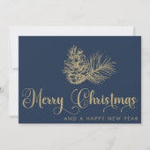 Eenvoudig stijlvol botanisch vrolijk kerstscript feestdagenkaart (Voorkant)