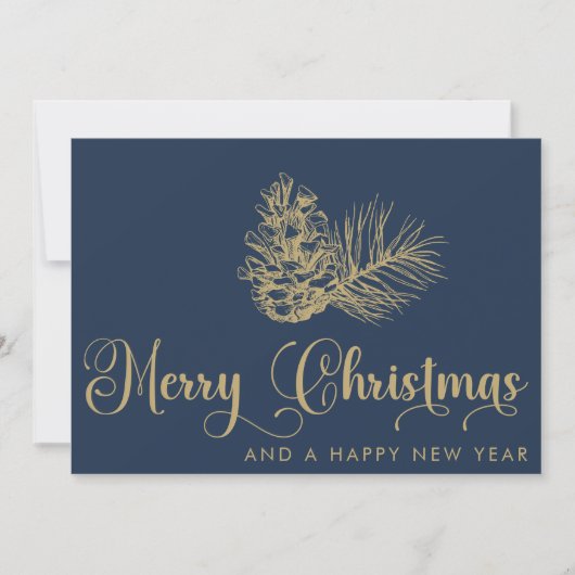 Eenvoudig stijlvol botanisch vrolijk kerstscript feestdagenkaart (Voorkant)