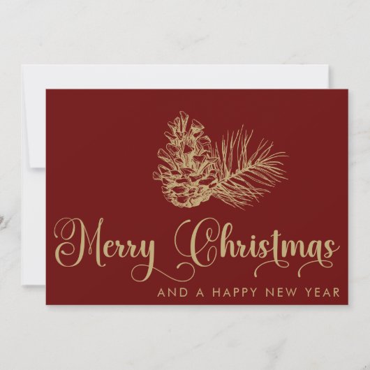 Eenvoudig stijlvol botanisch vrolijk kerstscript feestdagenkaart (Voorkant)