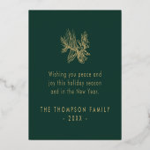 Eenvoudig stijlvol botanisch vrolijk kerstscript folie feestdagenkaart (Achterkant)