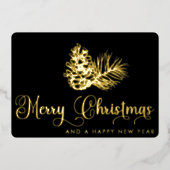 Eenvoudig stijlvol botanisch vrolijk kerstscript folie feestdagenkaart (Voorkant)