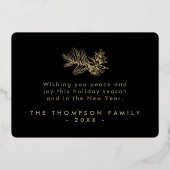 Eenvoudig stijlvol botanisch vrolijk kerstscript folie feestdagenkaart (Achterkant)