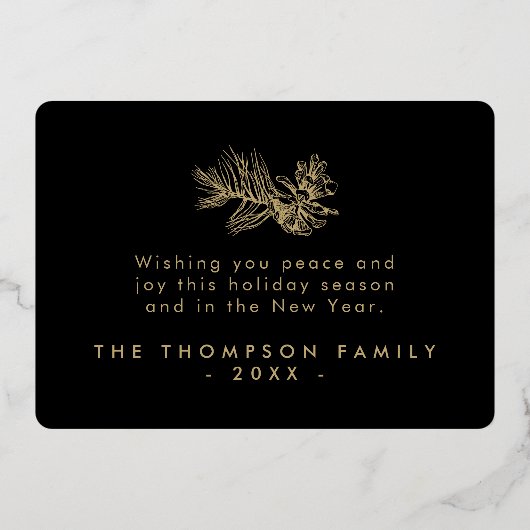 Eenvoudig stijlvol botanisch vrolijk kerstscript folie feestdagenkaart (Achterkant)