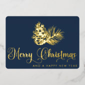 Eenvoudig stijlvol botanisch vrolijk kerstscript folie feestdagenkaart (Voorkant)