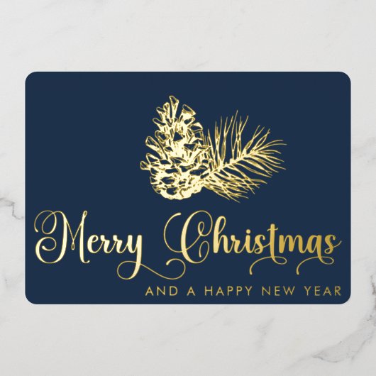 Eenvoudig stijlvol botanisch vrolijk kerstscript folie feestdagenkaart (Voorkant)