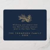 Eenvoudig stijlvol botanisch vrolijk kerstscript folie feestdagenkaart (Achterkant)