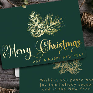 Eenvoudig stijlvol botanisch vrolijk kerstscript folie feestdagenkaart