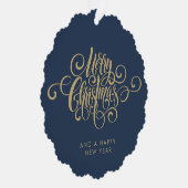 Eenvoudig stijlvol botanisch vrolijk kerstscript ornament kaart (Rechts)