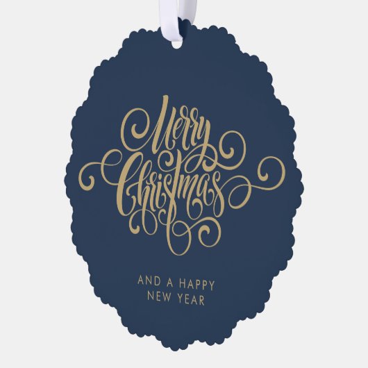 Eenvoudig stijlvol botanisch vrolijk kerstscript ornament kaart (Links)