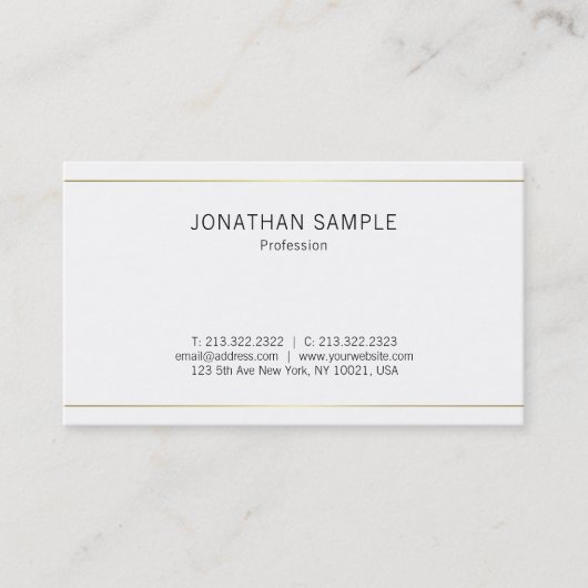 Eenvoudig stijlvol design Gold White Trendy Plain  Visitekaartje (Voorkant)