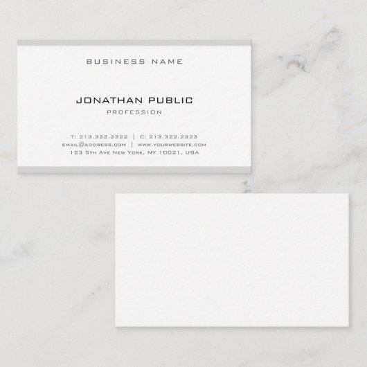 Eenvoudig, stijlvol design, grijs, wit minimalisti visitekaartje (Voorkant / Achterkant)