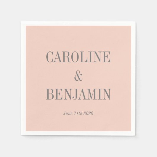 Eenvoudig Stijlvol elegant Blush Grey Custom Wedde Servet (Voorkant)