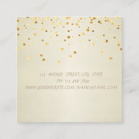 Eenvoudig stijlvol, Faux Gold Confetti Vierkante Visitekaartje (Achterkant)