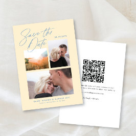 Eenvoudig & Stijlvol Geel Drie Foto's Handgeschrev Save The Date