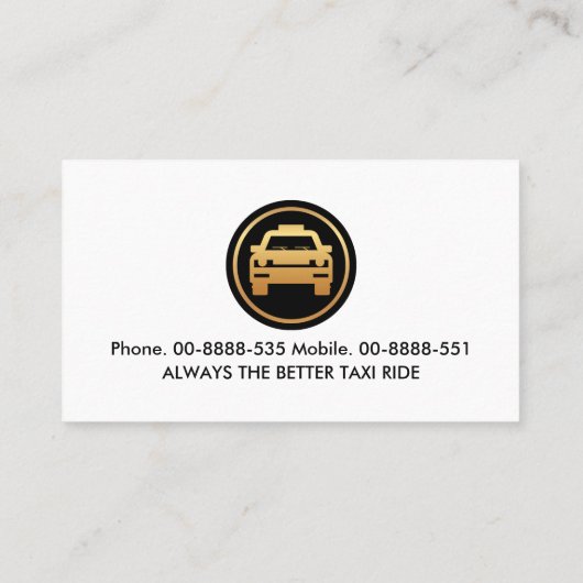 Eenvoudig Stijlvol Geel Taxikleurentabblad Visitekaartje (Achterkant)