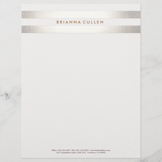 Eenvoudig stijlvol, gestreept FAUX Silver Elegant  Briefhoofd Sjabloon (Voorkant)