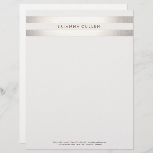 Eenvoudig stijlvol, gestreept FAUX Silver Elegant  Briefhoofd Sjabloon (Voorkant / Achterkant)