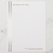 Eenvoudig stijlvol, gestreept FAUX Silver Elegant  Briefhoofd Sjabloon (Voorkant)