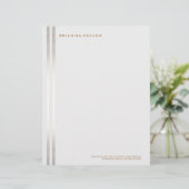 Eenvoudig stijlvol, gestreept FAUX Silver Elegant  Briefhoofd Sjabloon (Staand voorkant)