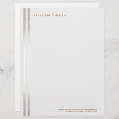 Eenvoudig stijlvol, gestreept FAUX Silver Elegant  Briefhoofd Sjabloon (Voorkant / Achterkant)