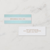 Eenvoudig stijlvol gestreepte turquoise blauw Eleg Mini Visitekaartje (Voorkant / Achterkant)