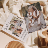 Eenvoudig stijlvol grijs fotocollage Afstuderen Aankondiging