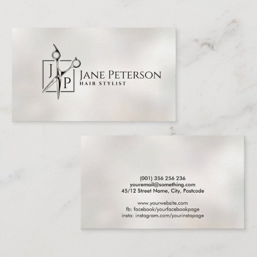 Eenvoudig stijlvol Haarstylist monogram Visitekaartje (Voorkant / Achterkant)