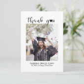 Eenvoudig stijlvol hart kalligrafie script Afstude Bedankkaart (Staand voorkant)