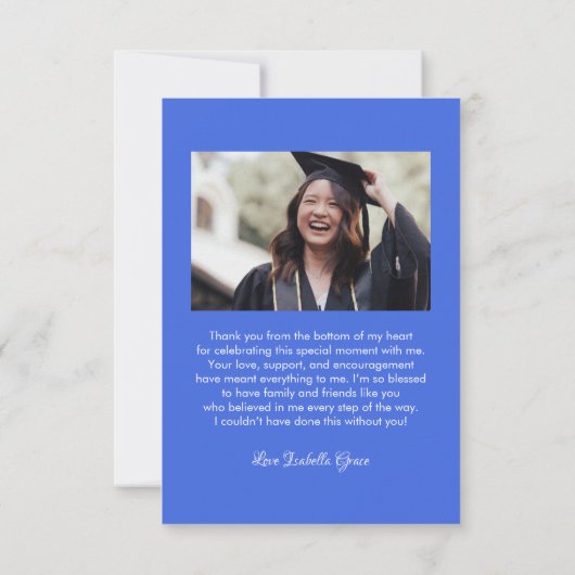 Eenvoudig stijlvol hart kalligrafie script Afstude Bedankkaart (Achterkant)