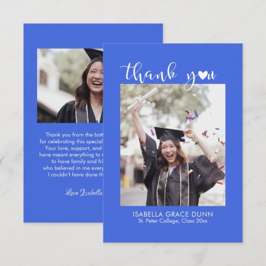 Eenvoudig stijlvol hart kalligrafie script Afstude Bedankkaart (Voorkant / Achterkant)