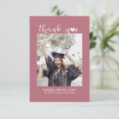 Eenvoudig stijlvol hart kalligrafie script Afstude Bedankkaart (Staand voorkant)