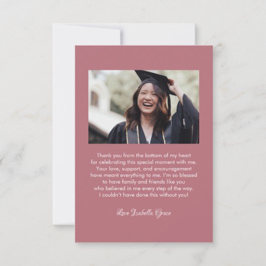 Eenvoudig stijlvol hart kalligrafie script Afstude Bedankkaart (Achterkant)