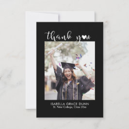 Eenvoudig stijlvol hart kalligrafie script Afstude Bedankkaart