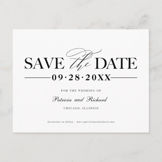 Eenvoudig stijlvol huwelijk sparen de datum niet f briefkaart (Voorkant)