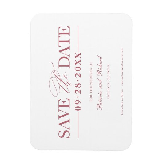 Eenvoudig stijlvol huwelijk sparen de datum niet f magneet (Verticaal)