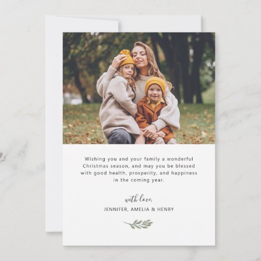 Eenvoudig stijlvol kerstscript 2 foto's feestdagenkaart (Achterkant)