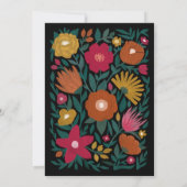 Eenvoudig stijlvol Magenta Floral Black Wedding Kaart (Achterkant)