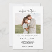 Eenvoudig Stijlvol Manuscript met Fotobruiloft Kaart (Voorkant)