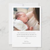 Eenvoudig Stijlvol Mens Manuscript Jongen of Meisj Aankondiging (Achterkant)