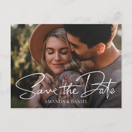 Eenvoudig stijlvol, modern, aangepast fotohuwelijk uitnodiging briefkaart (Voorkant)