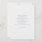 Eenvoudig Stijlvol modern blauw Manuscript Foto We Bedankkaart (Achterkant)