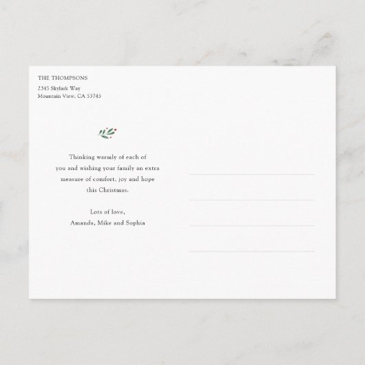 Eenvoudig Stijlvol, modern Briefkaart voor Kerstmi (Achterkant)